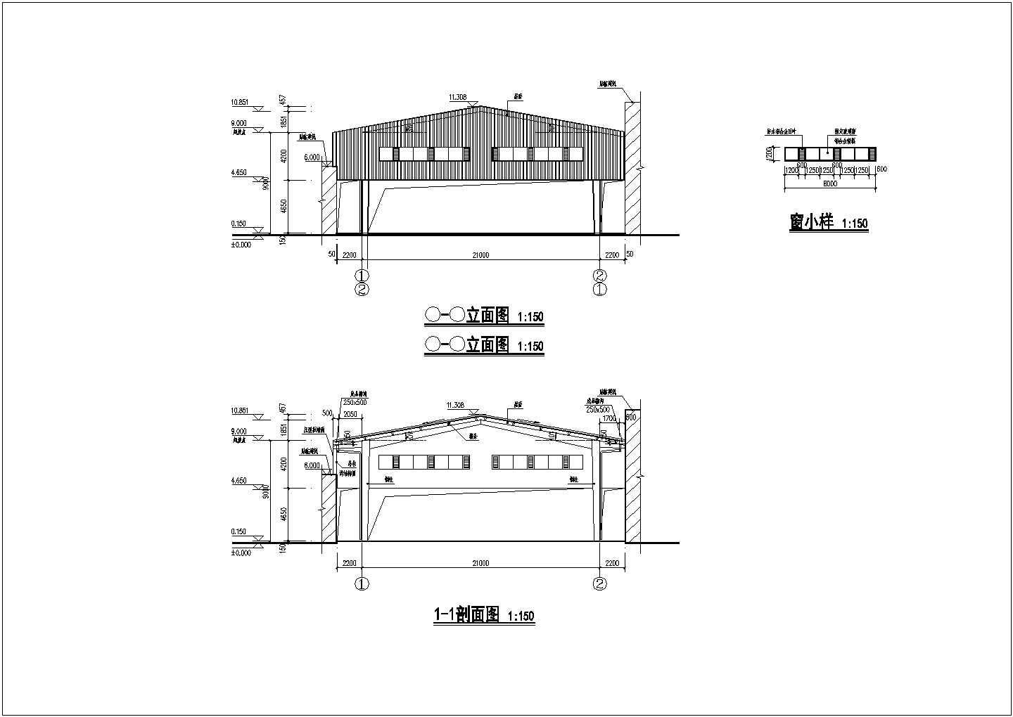 某钢结构雨棚厂房建筑结构图纸