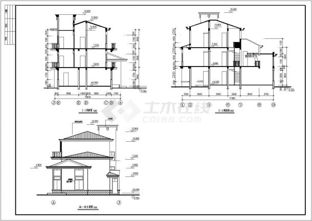 某二层小别墅建筑、结构设计施工图-图二