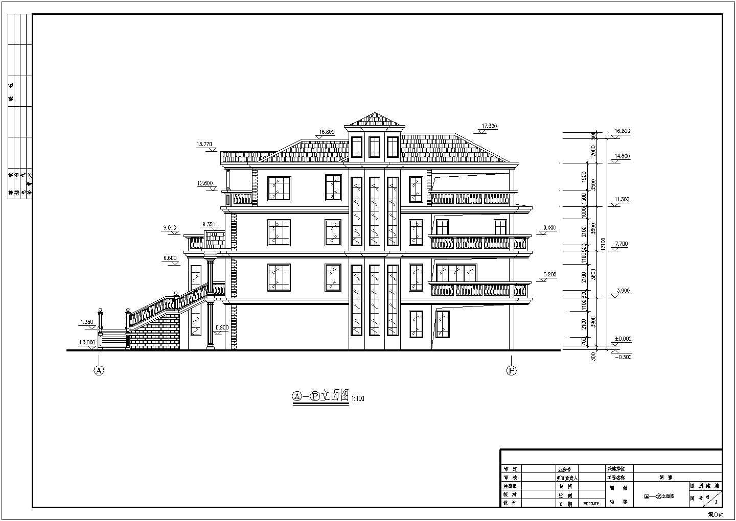 别墅cad设计图纸_欧式奢华四层别墅建筑cad设计图