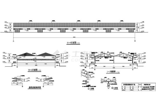 彩板轻型屋面钢结构仓库施工cad平面布置图（檩条C冷弯薄壁型钢）-图一