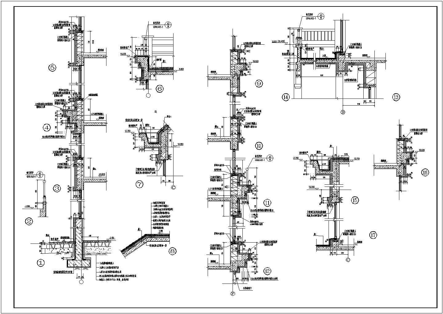 4层带地下室叠拼别墅全套建筑设计cad施工图（含效果图）