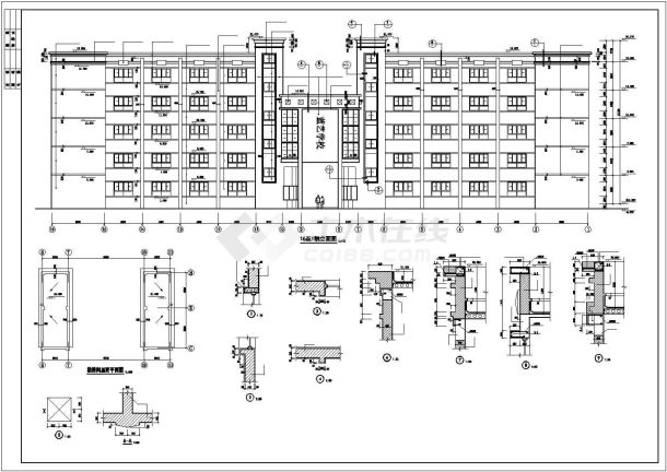 教学楼毕业设计_3294.6平米五层框架综合教学楼全套建筑结构cad图纸（含施工组织设计）-图一