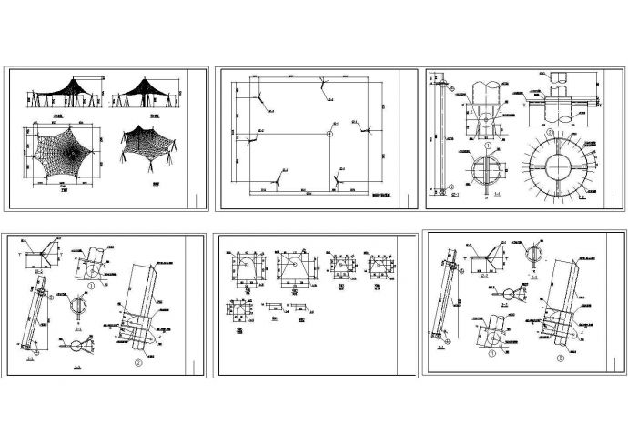 最新的膜结构亭设计cad详图（园林小品图块大全）_图1