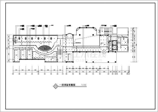 豪华星级酒店一大堂及电梯厅装饰施工cad平面布置图-图二