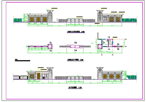 2016最新收集围墙大门节点大样图大全cad图纸