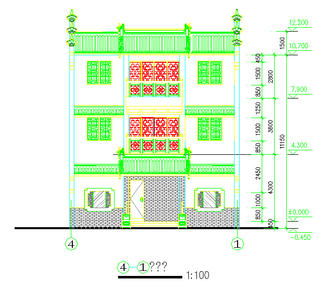 徽派风格居民住宅楼设计cad建筑施工图（标注齐全）_图1
