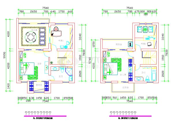 阳光别墅绿化设计cad方案设计图（标注齐全）-图二
