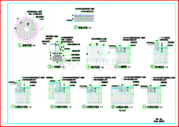非常实用的园路结构及树池座椅剖面详图（标注齐全）-图二