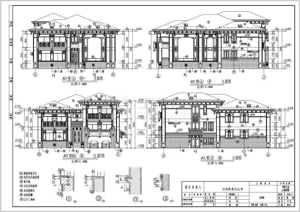 成都三层豪华别墅建筑施工cad平面方案图（车库在一层）-图一