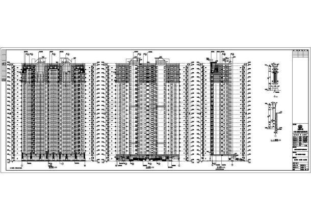 河北23层底商住宅楼带户型建筑施工cad设计方案图-图一