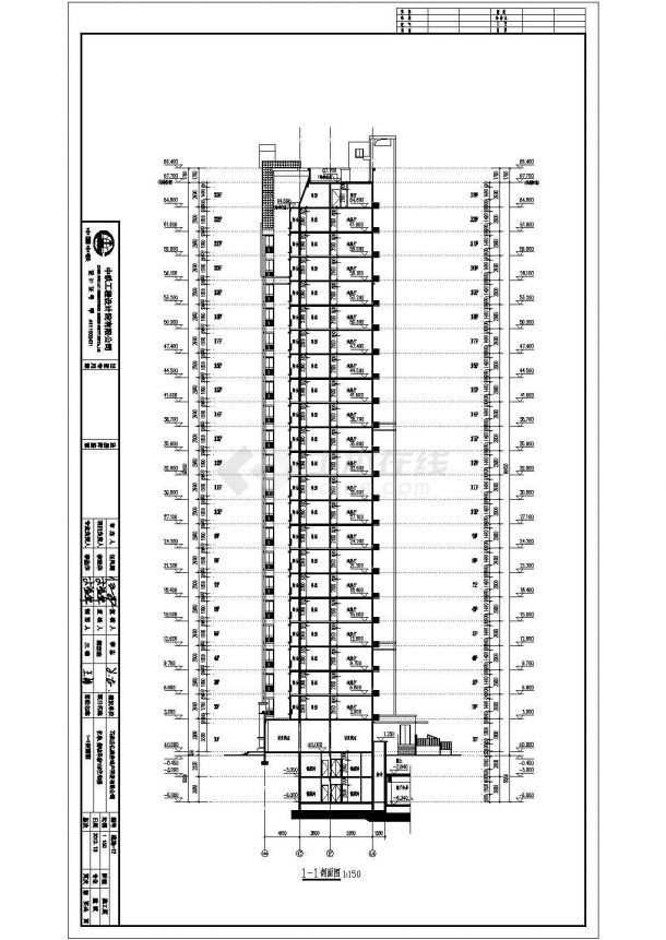 河北23层底商住宅楼带户型建筑施工cad设计方案图-图二