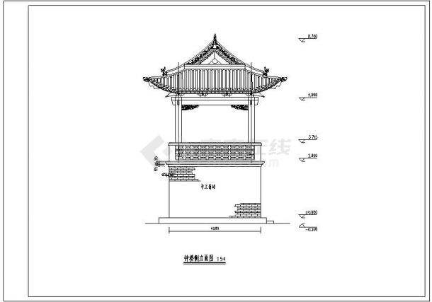 经典中式古建筑钟鼓楼建筑施工cad平面设计布置图-图一
