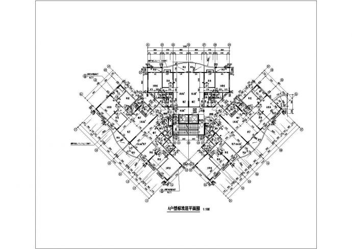 60个高层住宅户型图cad设计布置方案图(大小户型都有)_图1