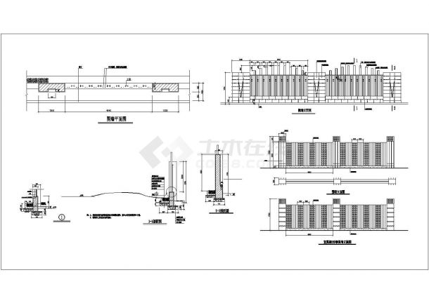 围墙栏杆设计施工图CAD详图（标注齐全）-图一