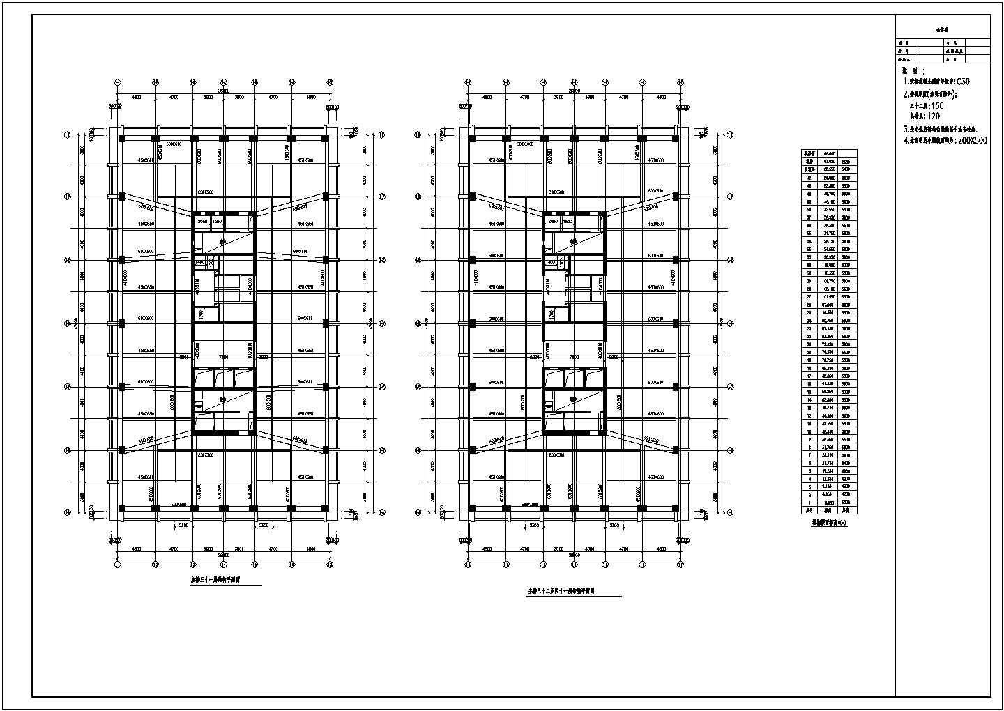 某超高层办公楼全套结构设计cad施工图（知名院设计）