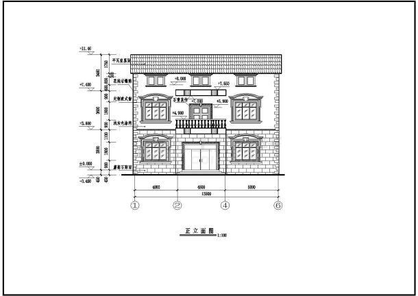 某三层别墅砖混建筑、结构设计施工图-图一