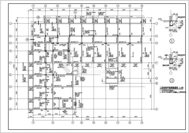 某框架结构六层综合楼设计施工图纸-图二