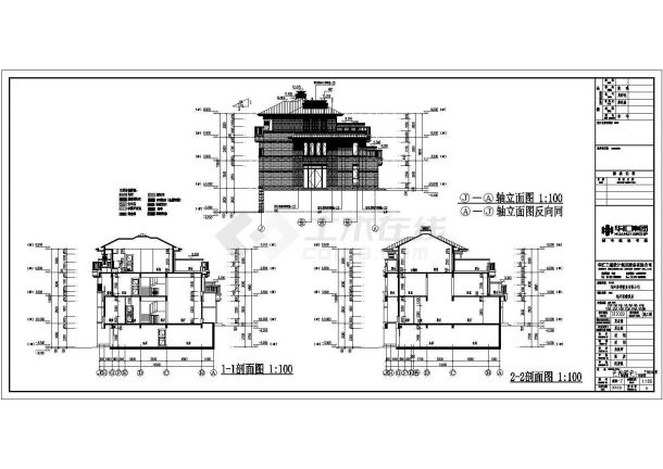 某三层框架结构别墅住宅楼建筑图纸-图二