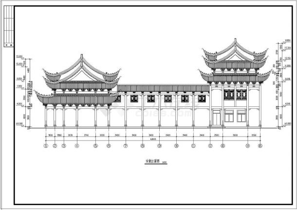 经典古建筑祠堂戏台设计平立面图纸-图二