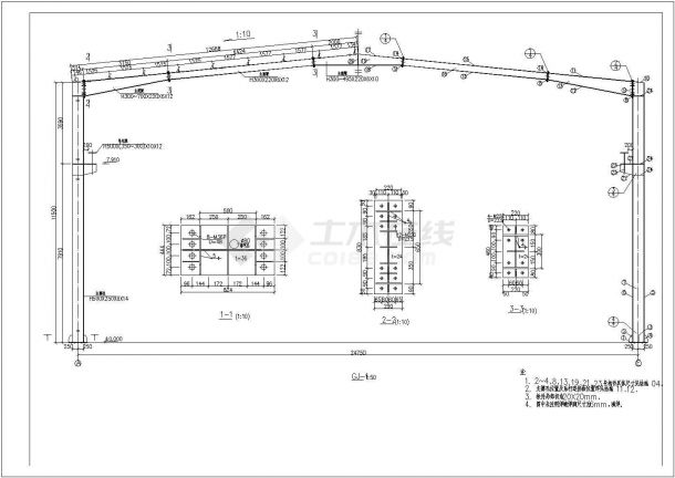 某25米跨度轻钢结构厂房设计施工图纸-图二