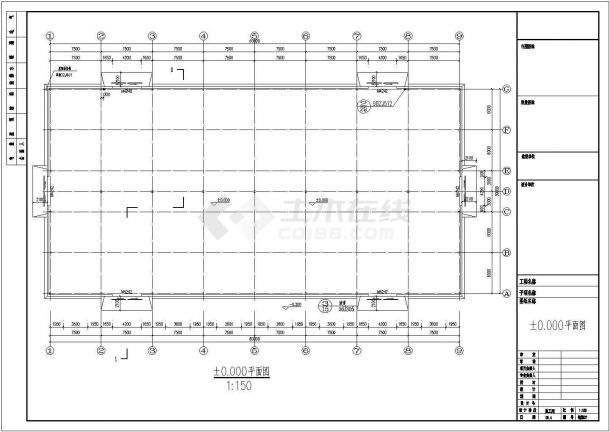 30米大型单层厂房轻钢结构施工cad设计方案图（屋墙面压型彩色钢板）-图二