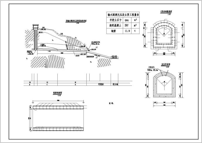 某处输水隧平面布置与结构图设计图_图1