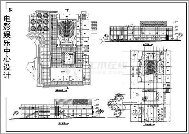 电影院娱乐中心设计建筑平立面CAD图纸-图二