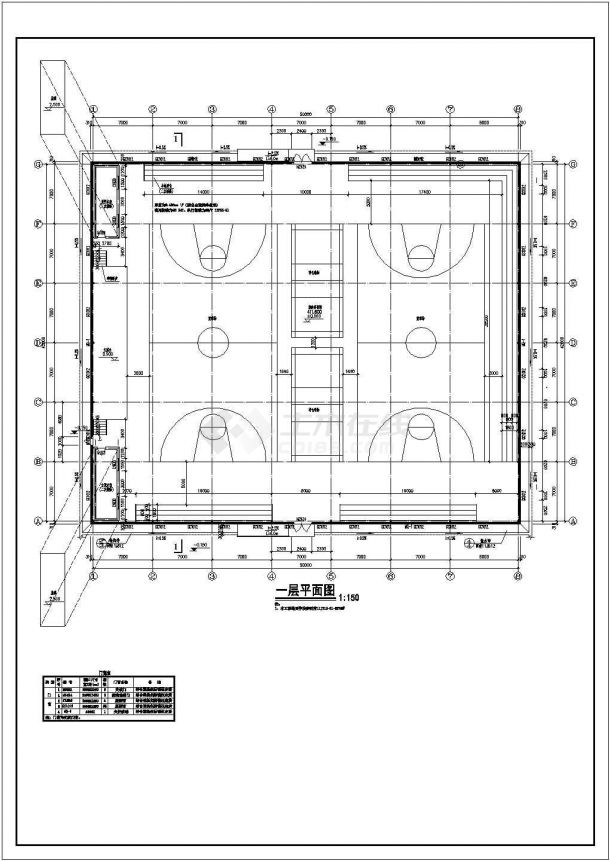某单层钢结构雪碳综合体育馆建筑图纸-图二