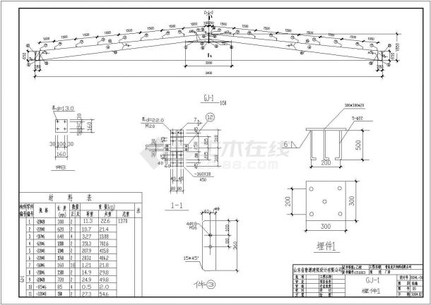 青岛企业厂房仓库24米钢结构设计施工cad平面布置方案图-图二