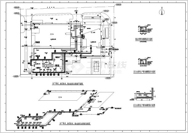 简单的小型厂区室外给排水综合管网cad设计图-图一