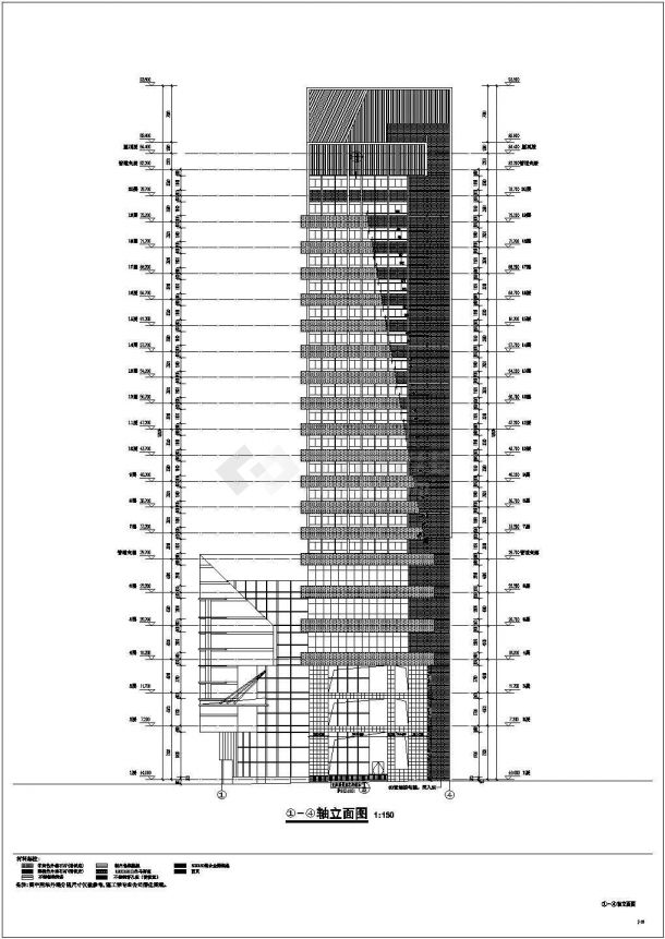 经典cad设计-21层酒店建筑设计图纸（含平立剖）-图二