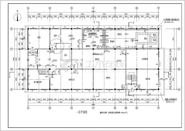 某三层框架结构洗浴中心建筑设计图纸（含详细说明）-图二