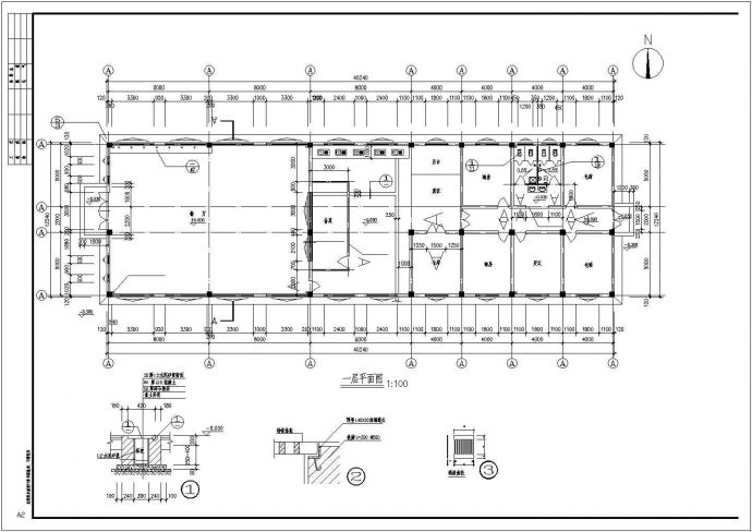 某地单层框架结构食堂结构设计施工图_图1