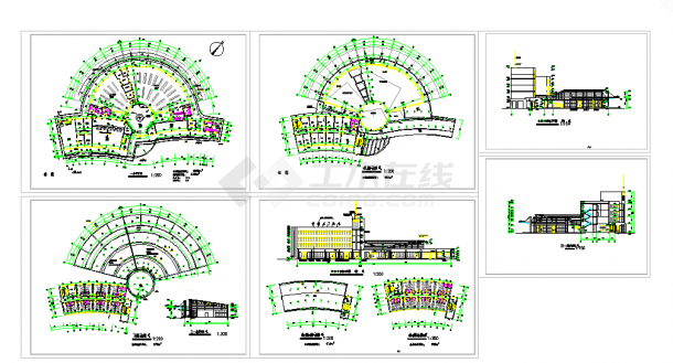 最新整理5套汽车站全套建筑cad设计施工图-图一