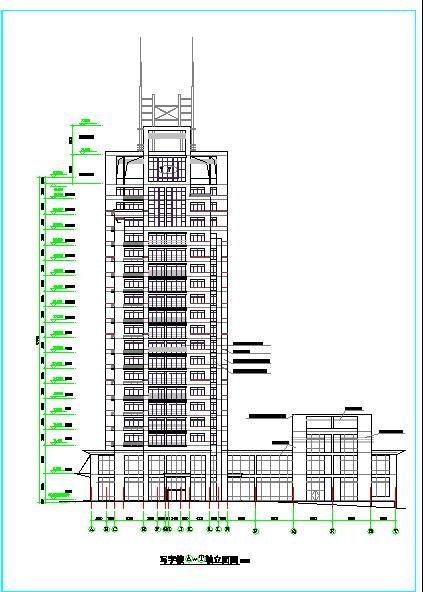 大型高层写字楼建筑cad设计图（标注详细）-图一