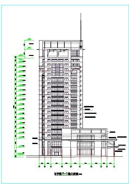 大型高层写字楼建筑cad设计图（标注详细）-图二