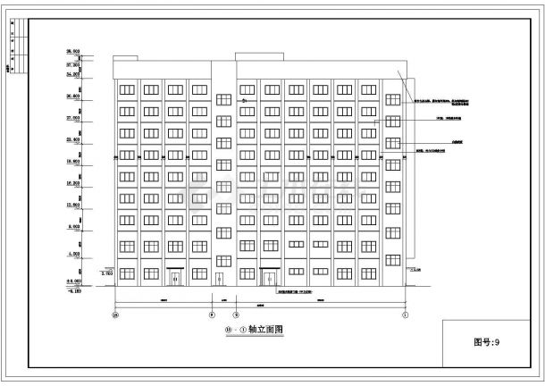 大型九层四星级酒店建筑cad施工图纸（标注详细）-图二