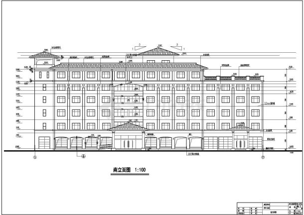 比较详细的六层商务酒店建筑cad设计图纸（标注详细）-图一