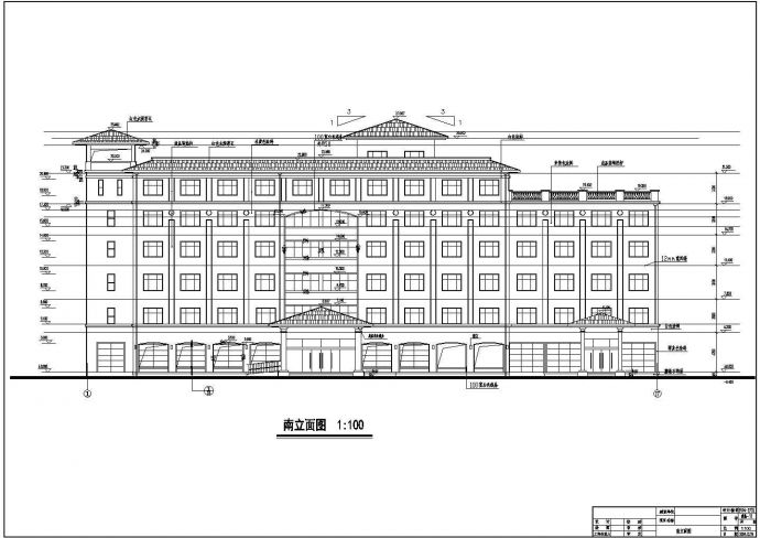 比较详细的六层商务酒店建筑cad设计图纸（标注详细）_图1