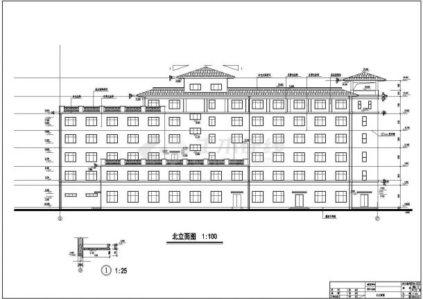 比较详细的六层商务酒店建筑cad设计图纸（标注详细）-图二