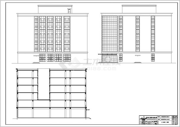 最新的实用的六层办公楼cad施工图纸（含建筑结构给排水）-图二