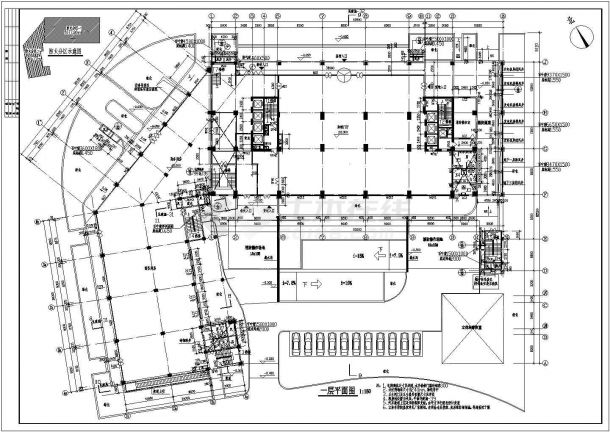 比较详细的21层转角酒店建筑设计图纸（全套、标注详细）-图一