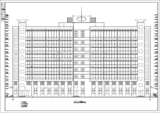 最新的大型厂区高层办公楼cad施工图（标注齐全）-图二