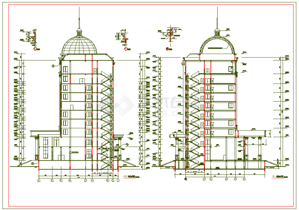 全套最新行政办公楼建筑设计施工图纸-图一