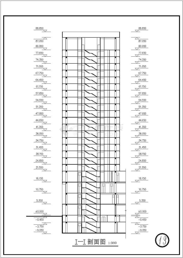 比较详细的二十层宾馆建筑cad施工图纸（标注齐全）-图一