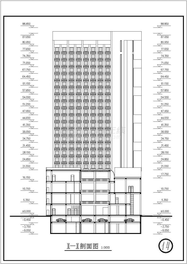 比较详细的二十层宾馆建筑cad施工图纸（标注齐全）-图二