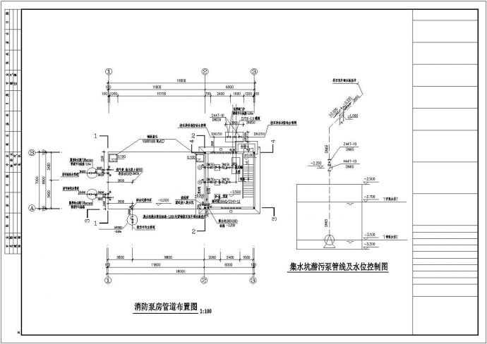 某地小区消防泵房给排水设计施工图_图1