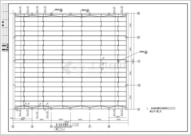 某30米跨轻钢结构餐厅结构设计施工图-图一