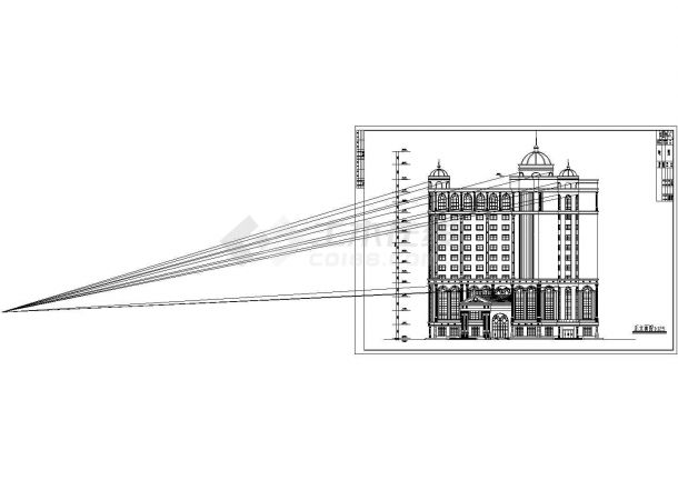 比较齐全的欧式十三层大酒店建筑设计图纸（大型、标注详细）-图一
