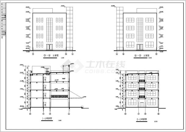 某建筑面积4500m3四层钢筋混凝土框架结构办公楼建筑图纸（含设计说明）-图二